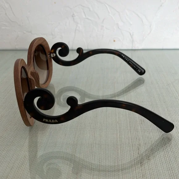 Prada baroque sunglasses SPR27R. Wood and tortoise. - Picture 3 of 9